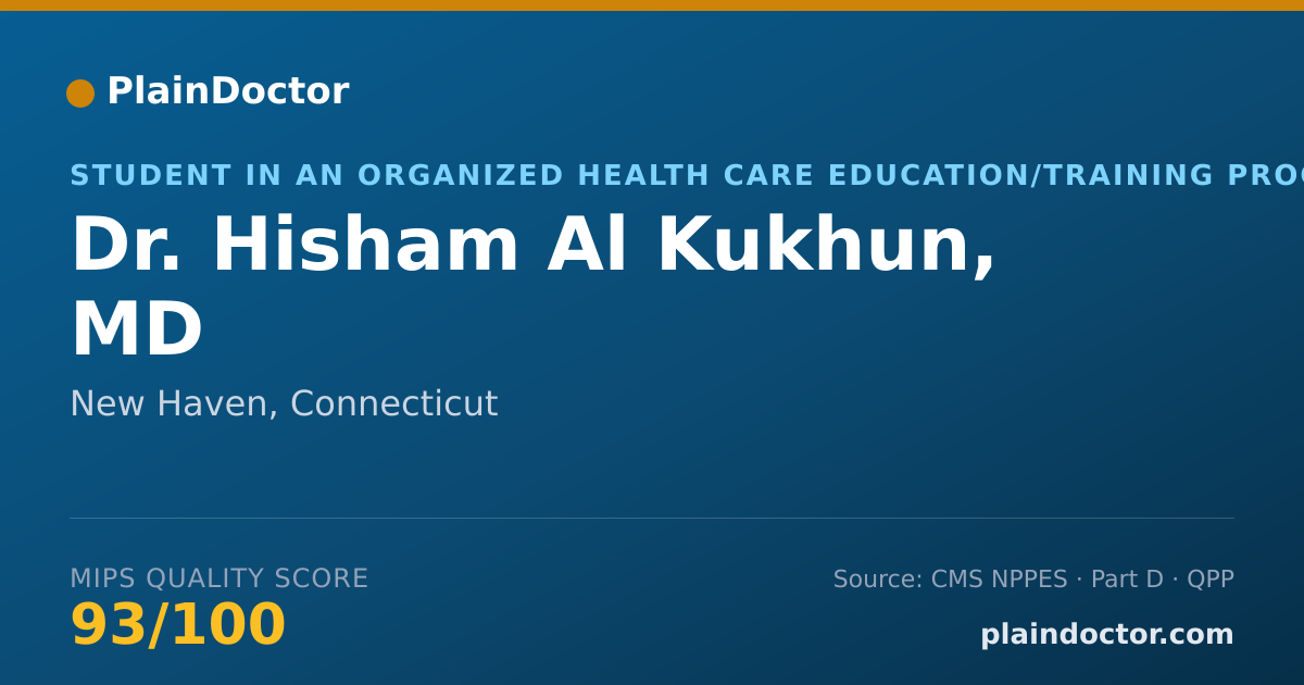 Shareable card for Hisham Al Kukhun, MD - Student in an Organized Health Care Education/Training Program, New Haven, CT