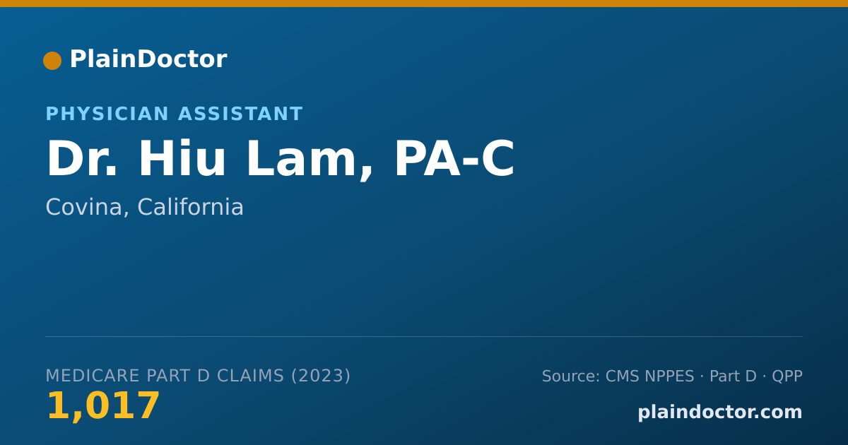 Shareable card for Hiu Lam, PA-C - Physician Assistant, Covina, CA