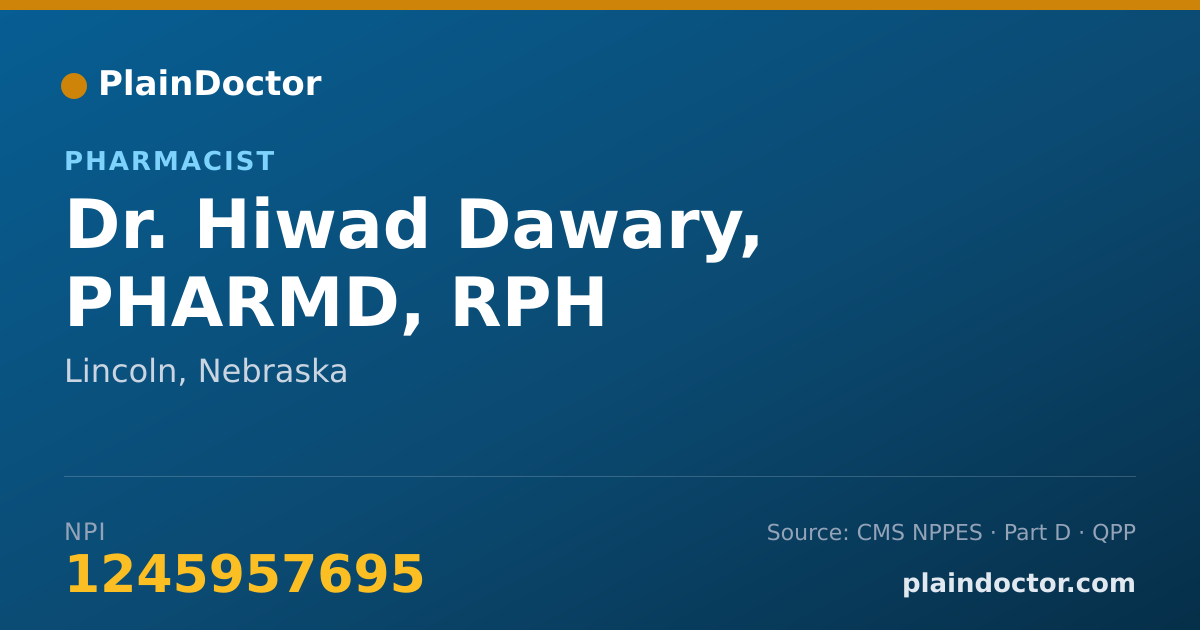 Shareable card for Hiwad Dawary, PHARMD, RPH - Pharmacist, Lincoln, NE
