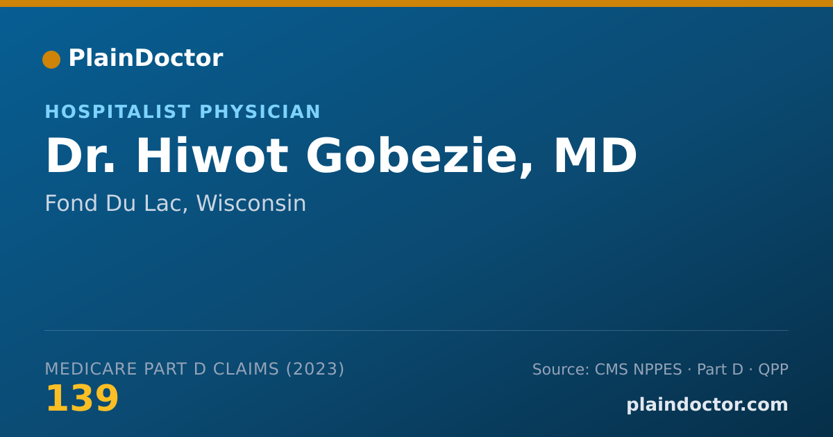 Shareable card for Hiwot Gobezie, MD - Hospitalist Physician, Fond Du Lac, WI
