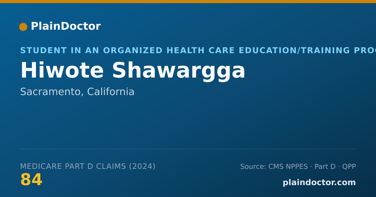 Shareable card for Hiwote Shawargga - Student in an Organized Health Care Education/Training Program, Sacramento, CA