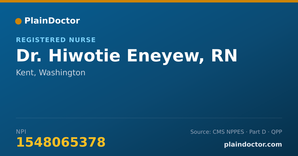 Shareable card for Hiwotie Eneyew, RN - Registered Nurse, Kent, WA
