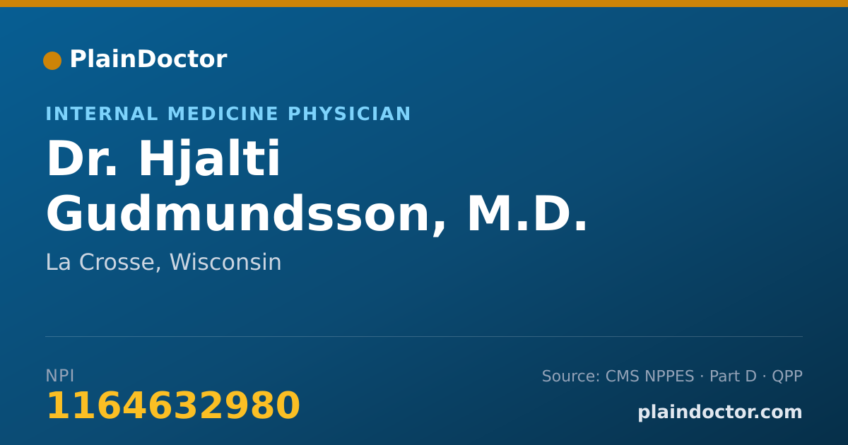 Shareable card for Hjalti Gudmundsson, M.D. - Internal Medicine Physician, La Crosse, WI