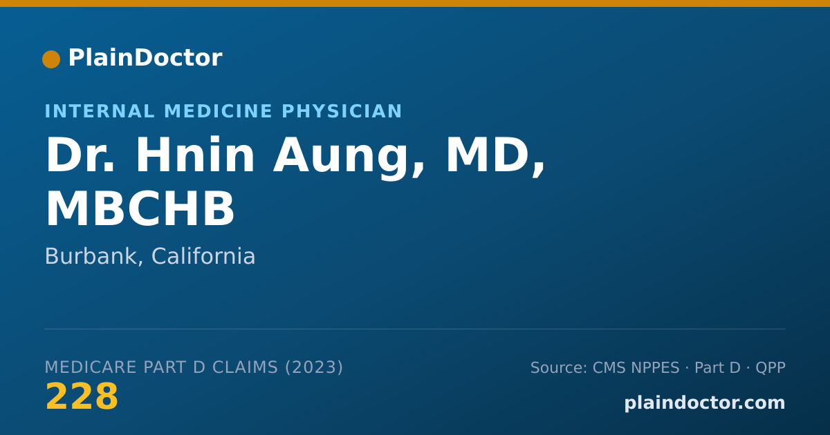 Shareable card for Hnin Aung, MD, MBCHB - Internal Medicine Physician, Burbank, CA