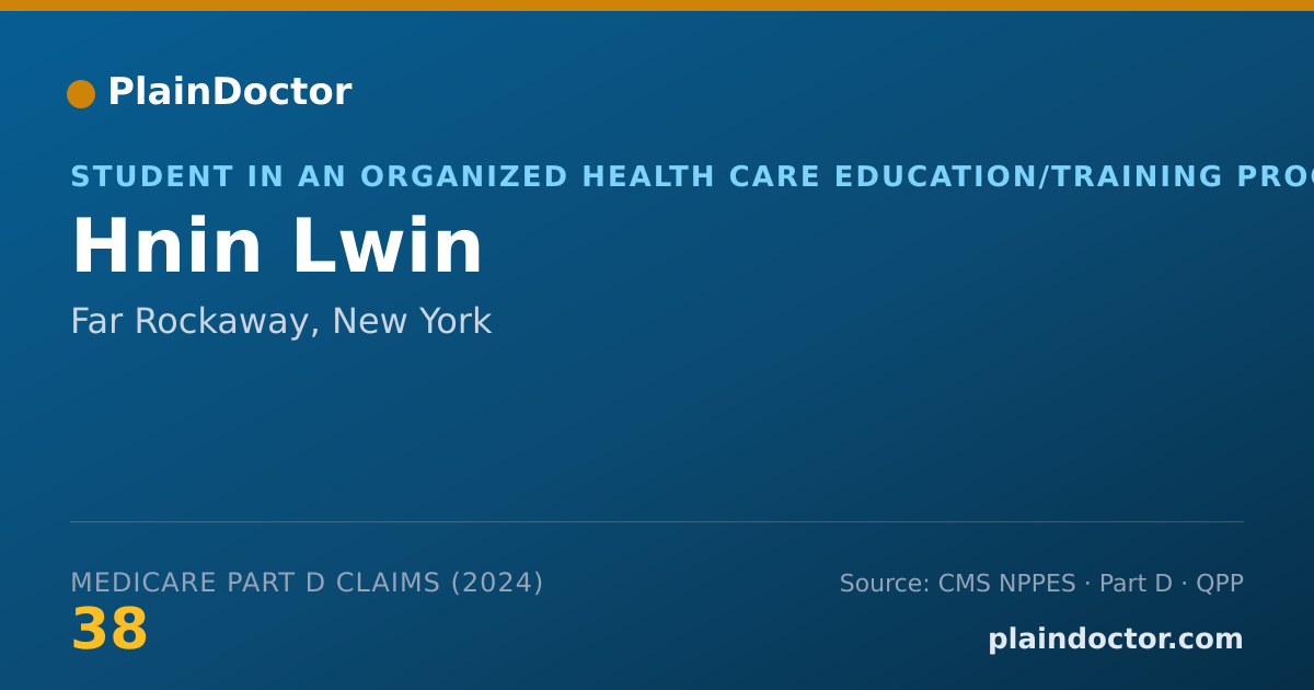 Shareable card for Hnin Lwin - Student in an Organized Health Care Education/Training Program, Far Rockaway, NY