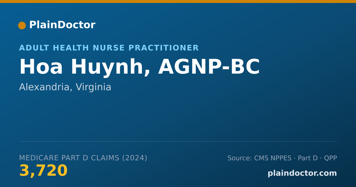 Shareable card for Hoa Huynh, AGNP-BC - Adult Health Nurse Practitioner, Alexandria, VA