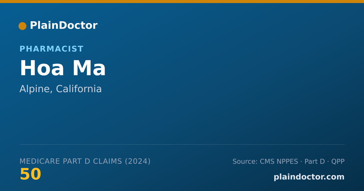 Shareable card for Hoa Ma - Pharmacist, Alpine, CA