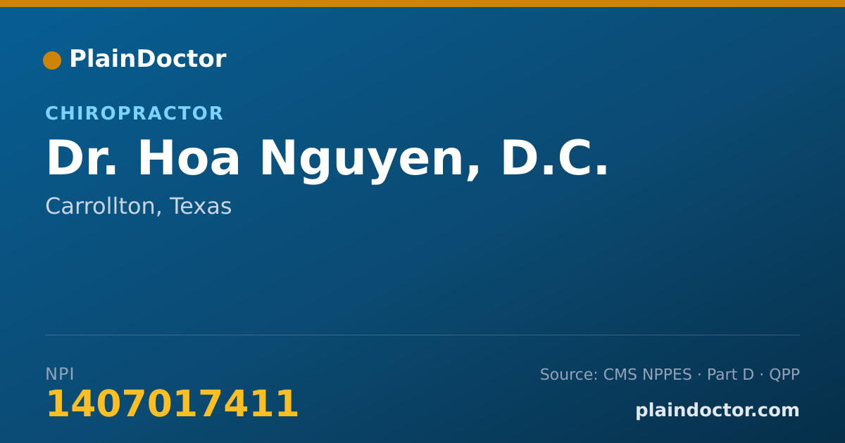 Shareable card for Hoa Nguyen, D.C. - Chiropractor, Carrollton, TX