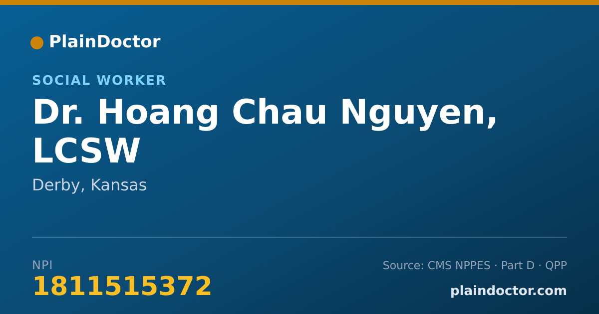 Shareable card for Hoang Chau Nguyen, LCSW - Social Worker, Derby, KS