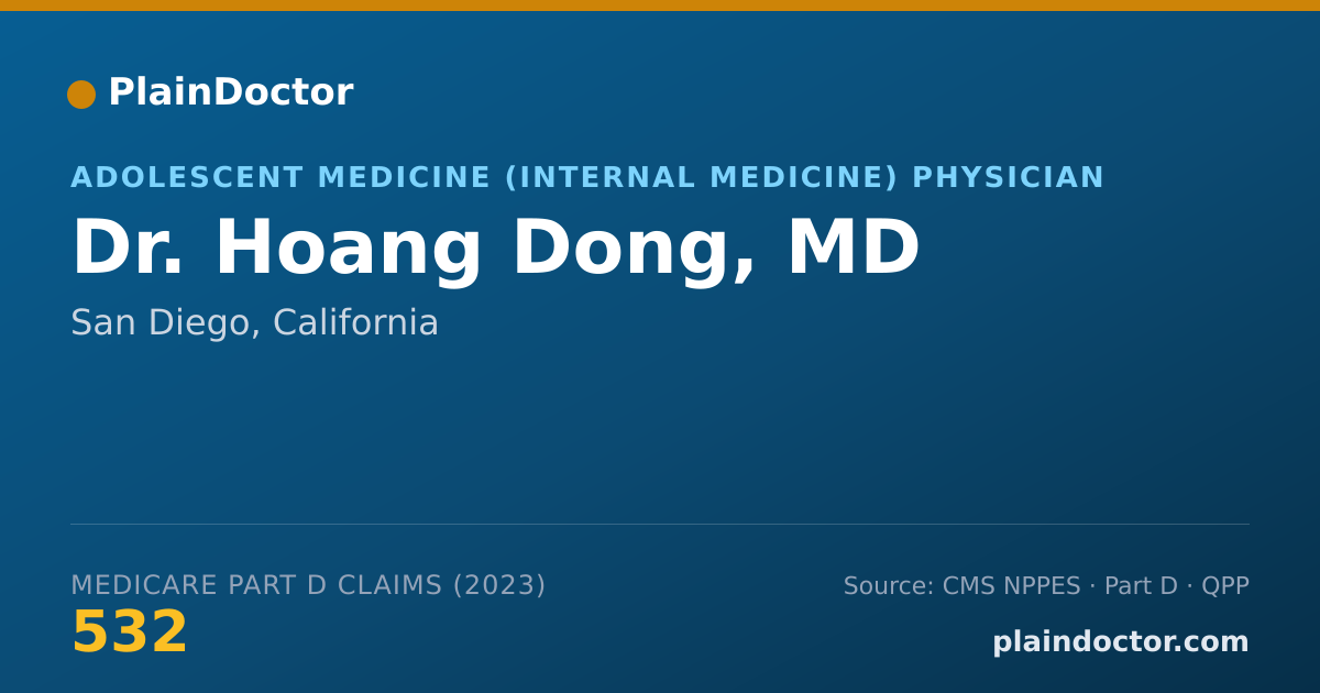 Shareable card for Hoang Dong, MD - Adolescent Medicine (Internal Medicine) Physician, San Diego, CA