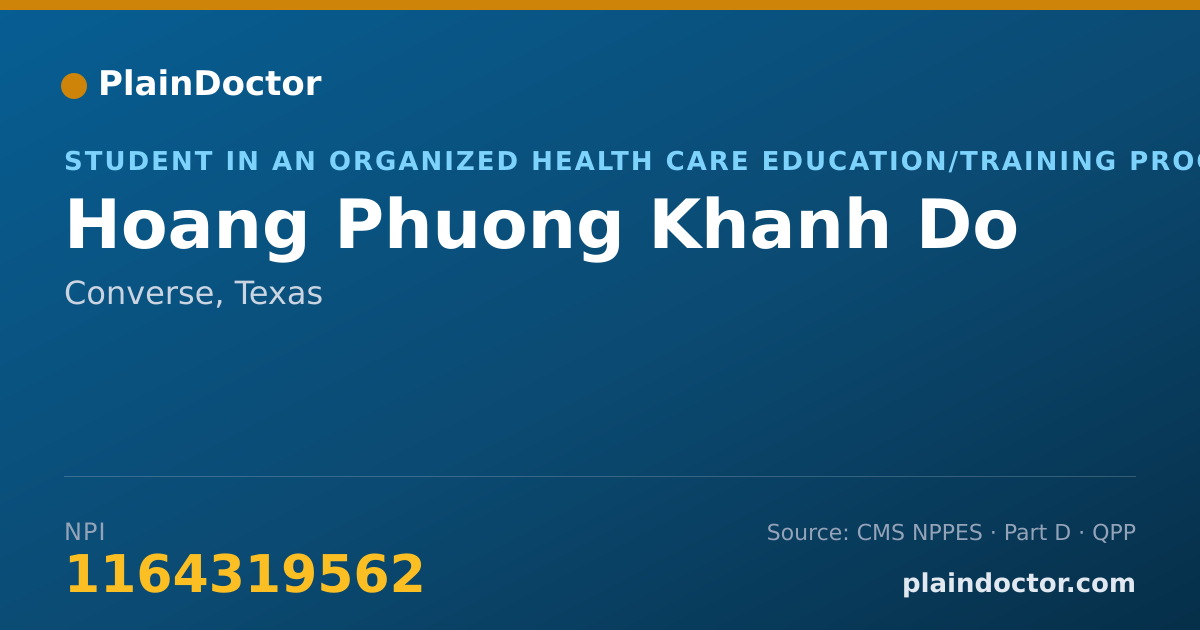 Shareable card for Hoang Phuong Khanh Do - Student in an Organized Health Care Education/Training Program, Compton, CA