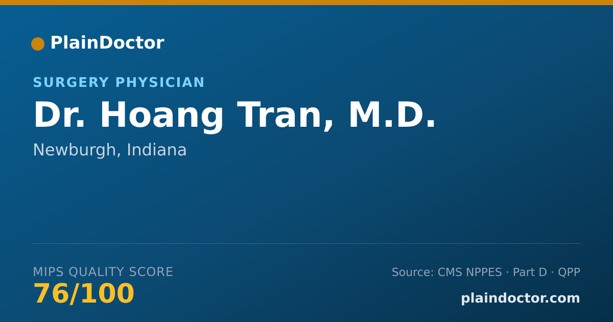 Shareable card for Hoang Tran, M.D. - Surgery Physician, Newburgh, IN