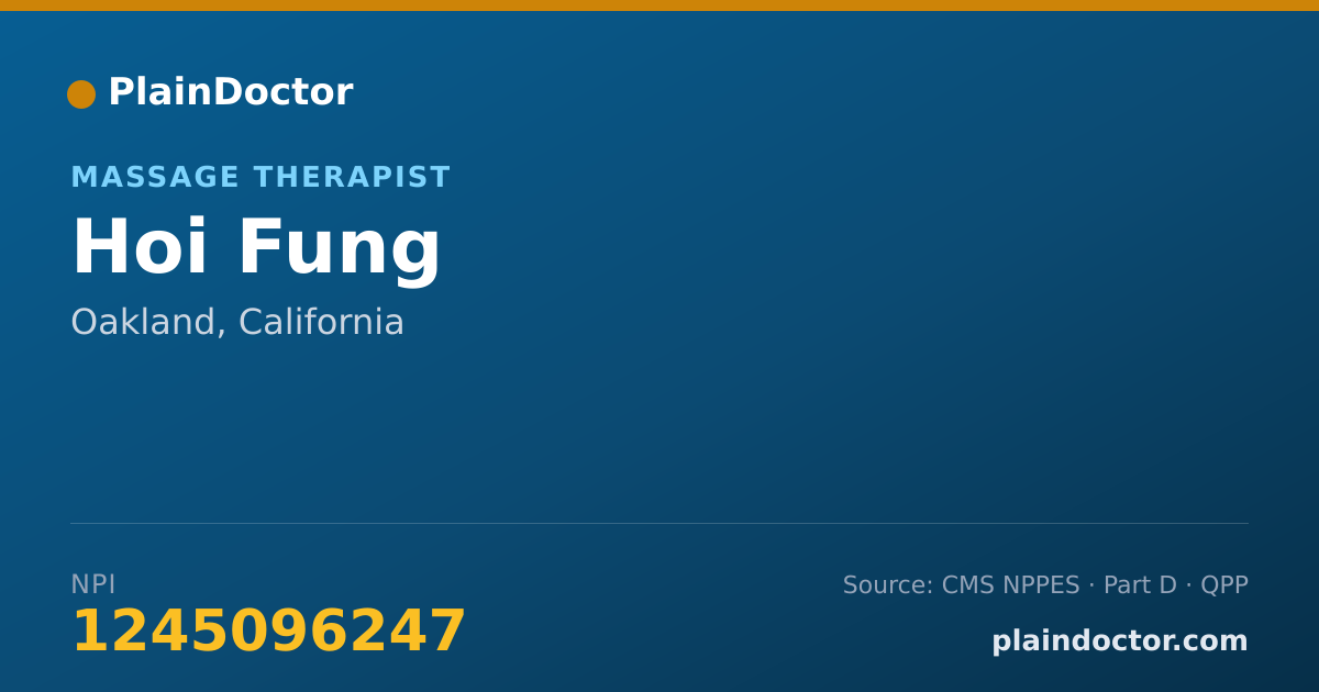 Shareable card for Hoi Fung - Massage Therapist, Oakland, CA