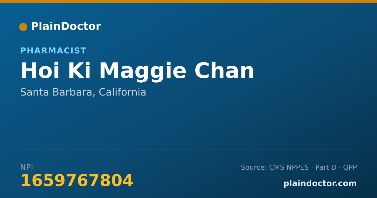Shareable card for Hoi Ki Maggie Chan - Pharmacist, Santa Barbara, CA