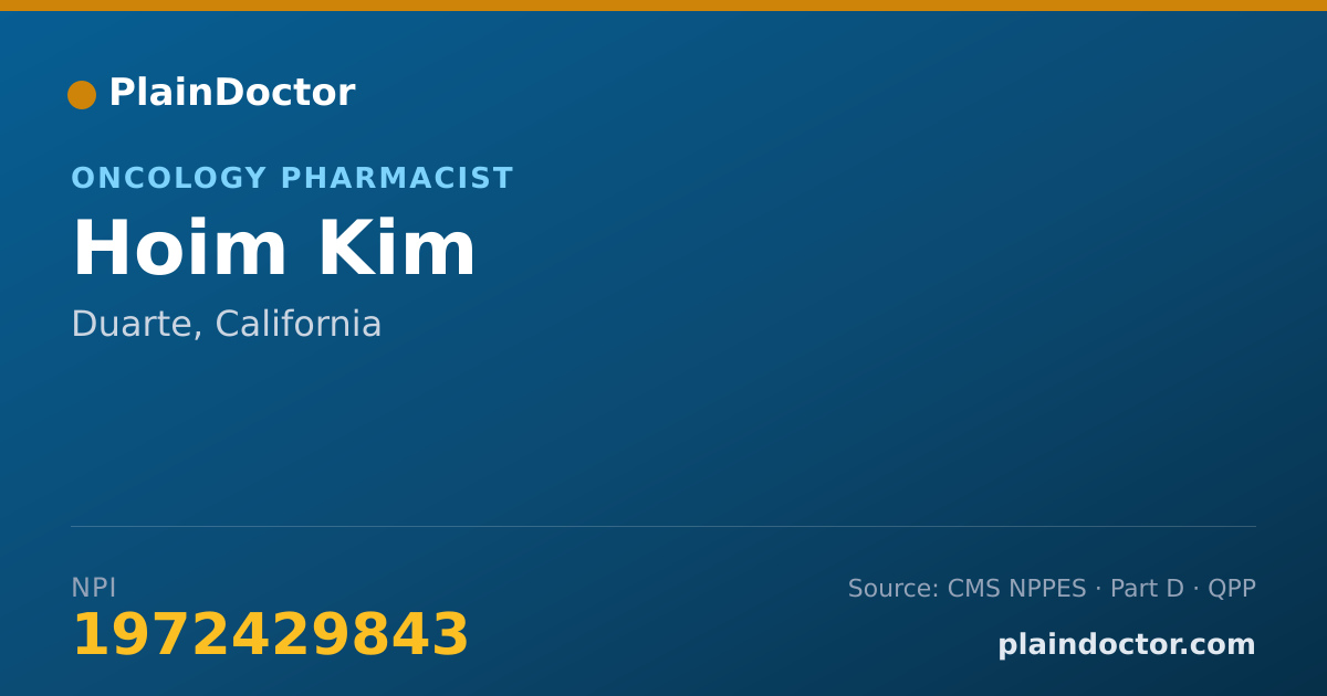 Shareable card for Hoim Kim - Oncology Pharmacist, Duarte, CA