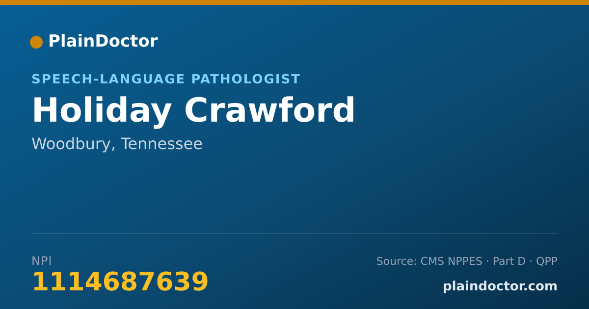 Shareable card for Holiday Crawford - Speech-Language Pathologist, Woodbury, TN