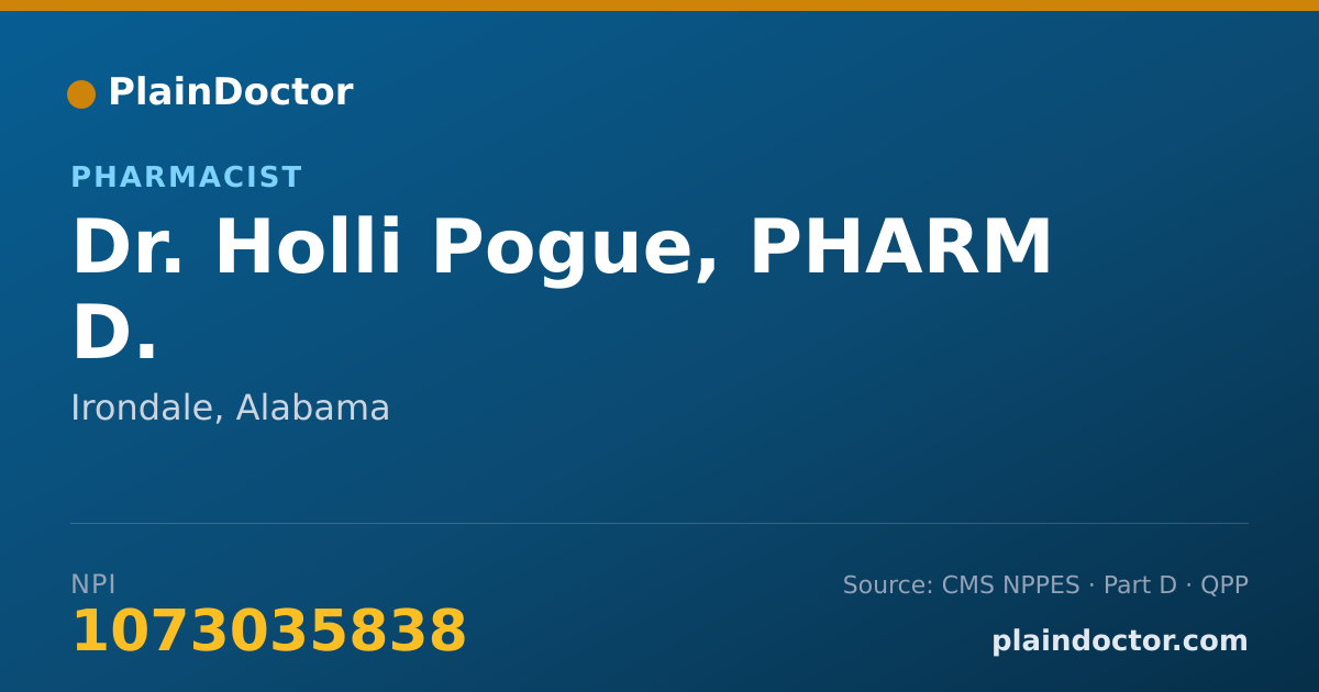Shareable card for Holli Pogue, PHARM D. - Pharmacist, Irondale, AL
