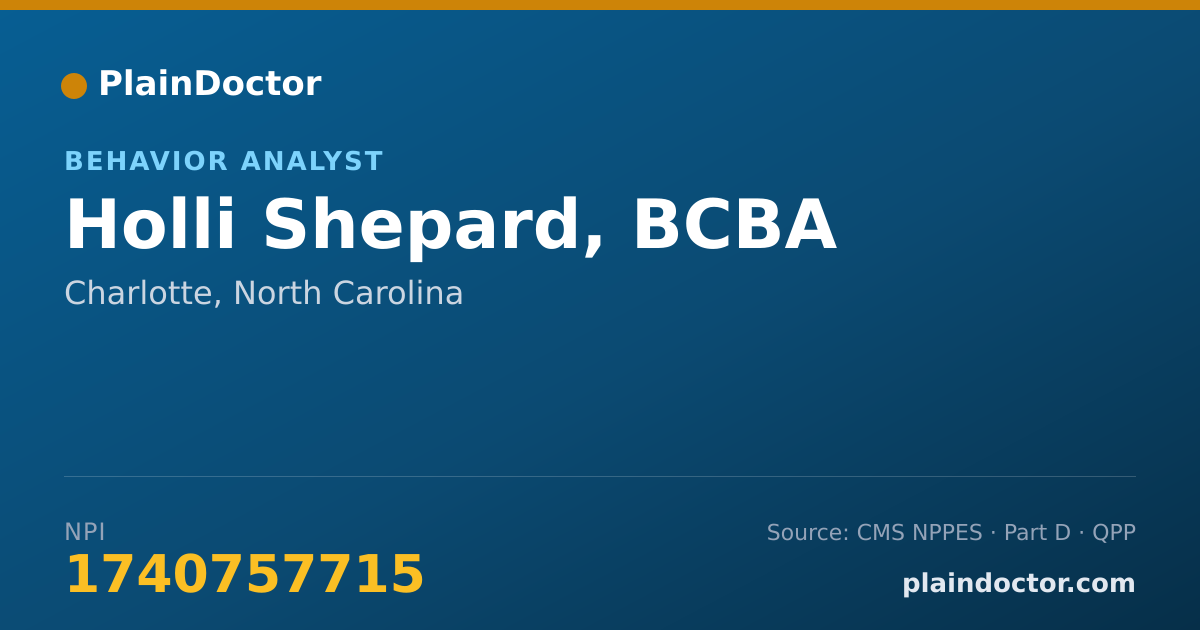 Shareable card for Holli Shepard, BCBA - Behavior Technician, Charlotte, NC