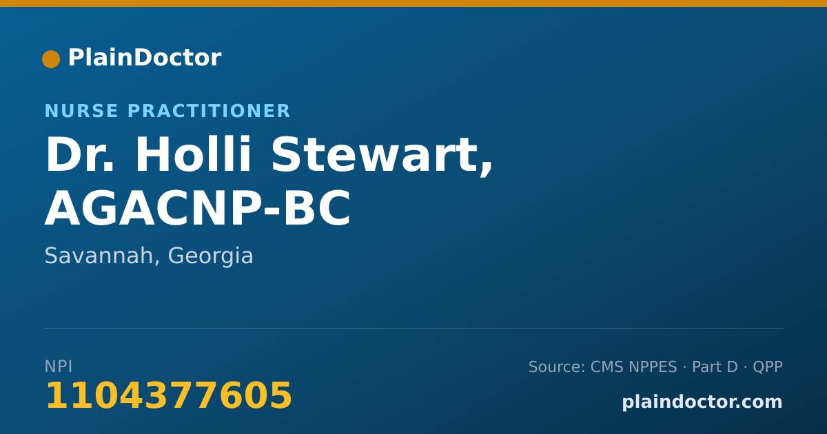 Shareable card for Holli Stewart, AGACNP-BC - Nurse Practitioner, Savannah, GA