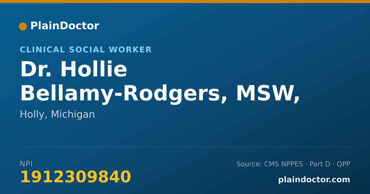 Shareable card for Hollie Bellamy-Rodgers, MSW, LLMSW - Clinical Social Worker, Holly, MI