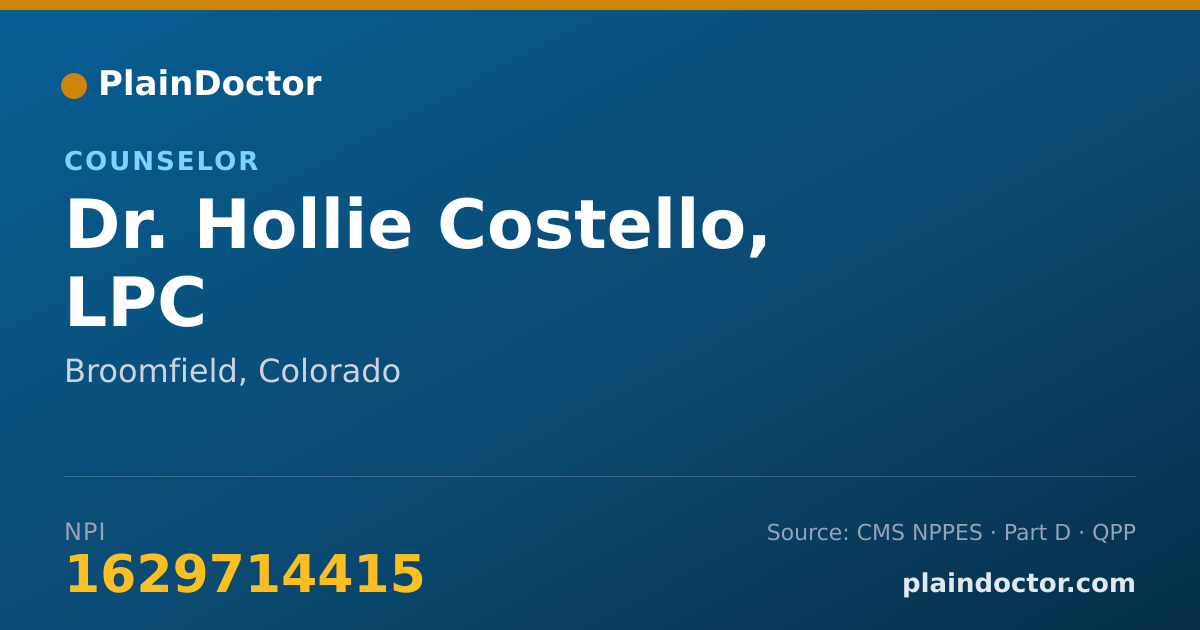 Shareable card for Hollie Costello, LPC - Counselor, Broomfield, CO