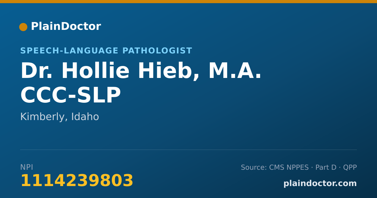 Shareable card for Hollie Hieb, M.A. CCC-SLP - Speech-Language Pathologist, Kimberly, ID