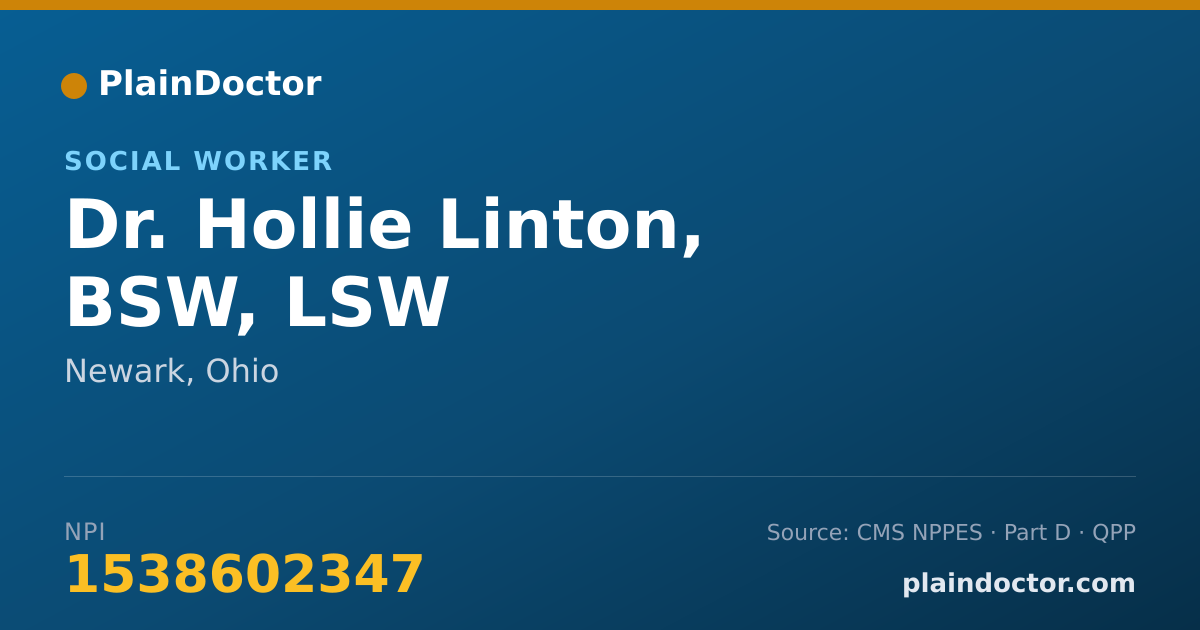Shareable card for Hollie Linton, BSW, LSW - Social Worker, Newark, OH