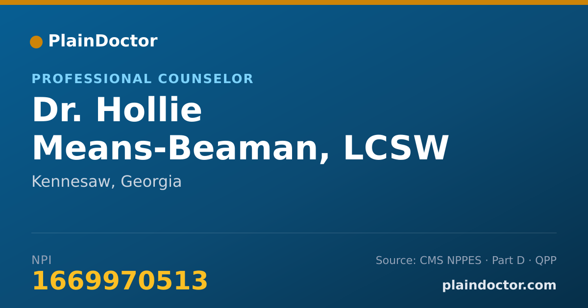 Shareable card for Hollie Means-Beaman, LCSW - Professional Counselor, Kennesaw, GA