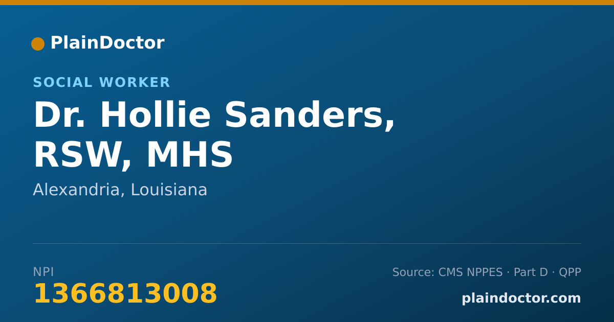 Shareable card for Hollie Sanders, RSW, MHS - Social Worker, Alexandria, LA