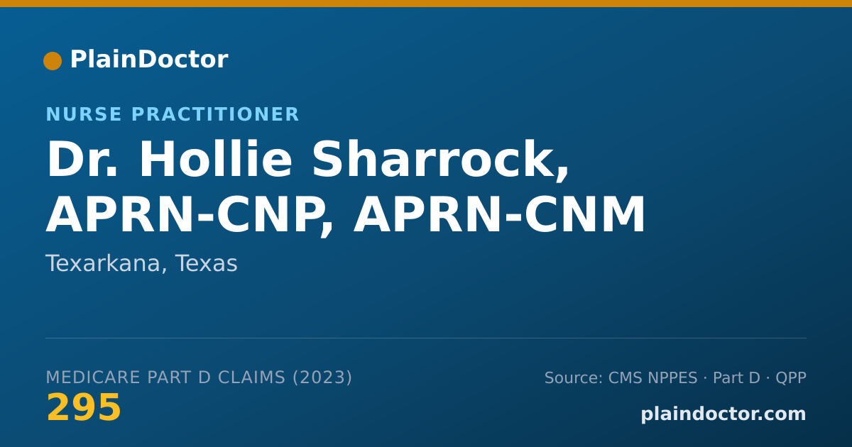 Shareable card for Hollie Sharrock, APRN-CNP, APRN-CNM - Nurse Practitioner, Texarkana, TX