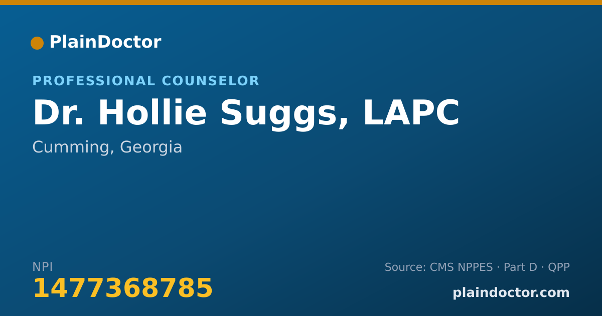 Shareable card for Hollie Suggs, LAPC - Professional Counselor, Cumming, GA