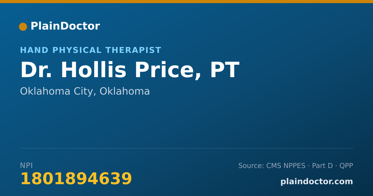 Shareable card for Hollis Price, PT - Hand Physical Therapist, Oklahoma City, OK