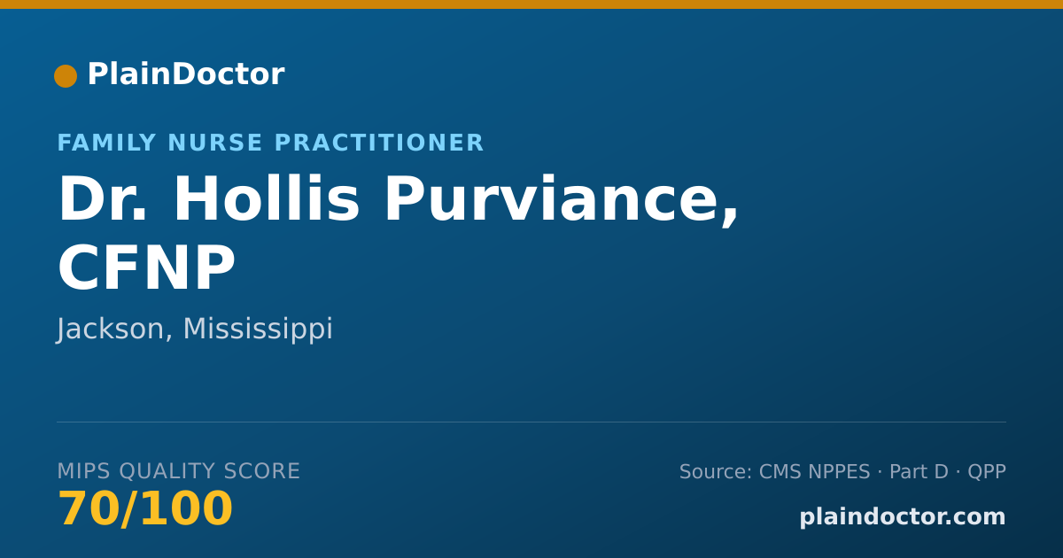 Shareable card for Hollis Purviance, CFNP - Family Nurse Practitioner, Jackson, MS