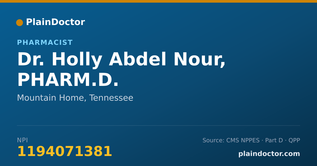 Shareable card for Holly Abdel Nour, PHARM.D. - Pharmacist, Mountain Home, TN