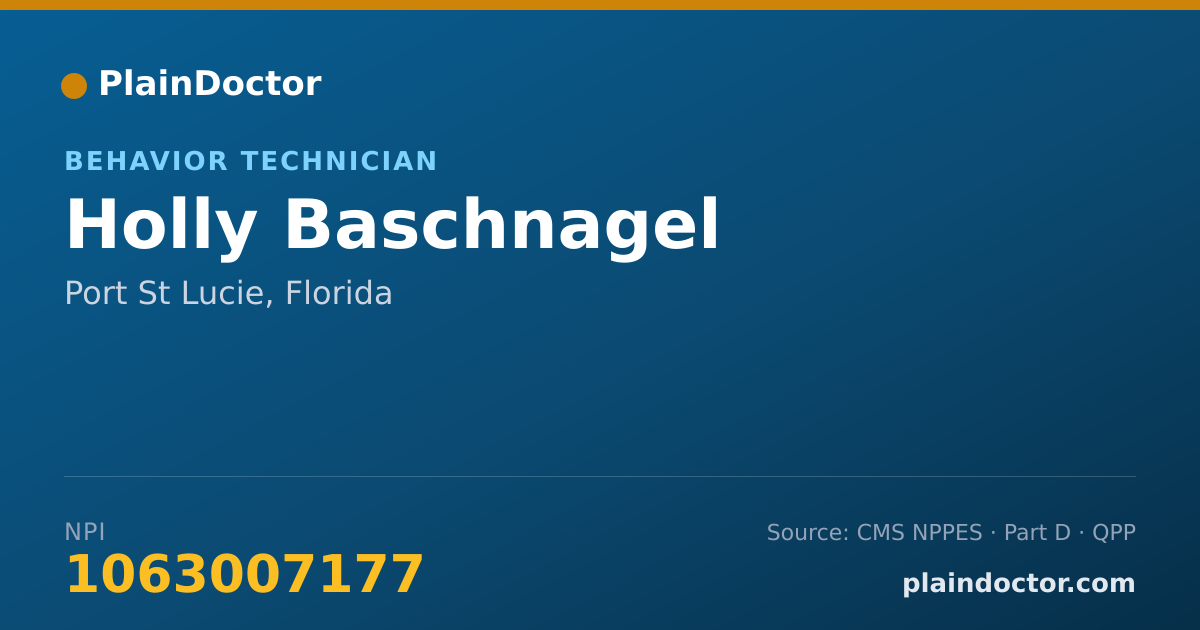 Shareable card for Holly Baschnagel - Behavior Technician, Port St Lucie, FL