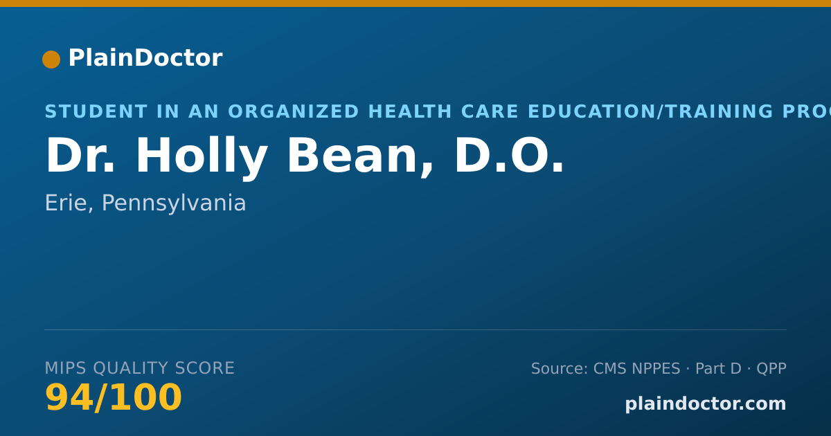 Shareable card for Holly Bean, D.O. - Student in an Organized Health Care Education/Training Program, Erie, PA