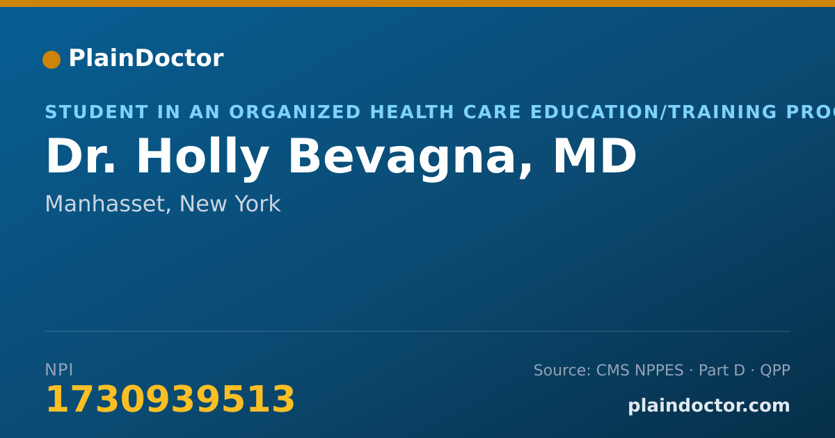 Shareable card for Holly Bevagna, MD - Student in an Organized Health Care Education/Training Program, Manhasset, NY
