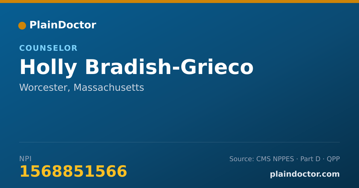 Shareable card for Holly Bradish-Grieco - Counselor, Worcester, MA