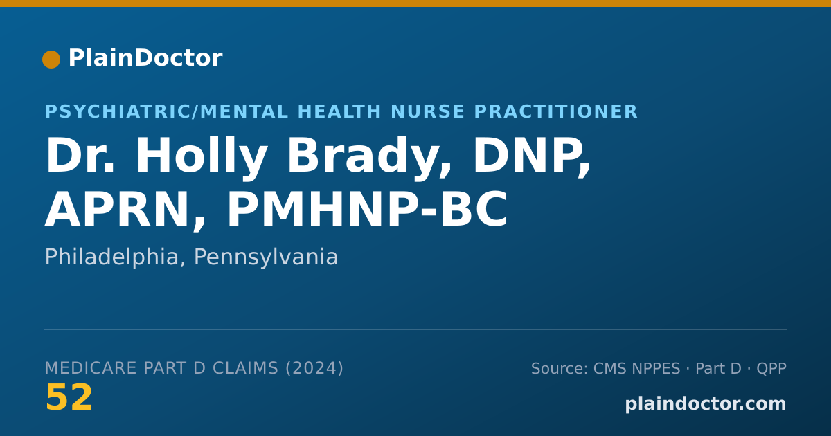 Shareable card for Holly Brady, DNP, APRN, PMHNP-BC - Psychiatric/Mental Health Nurse Practitioner, Philadelphia, PA
