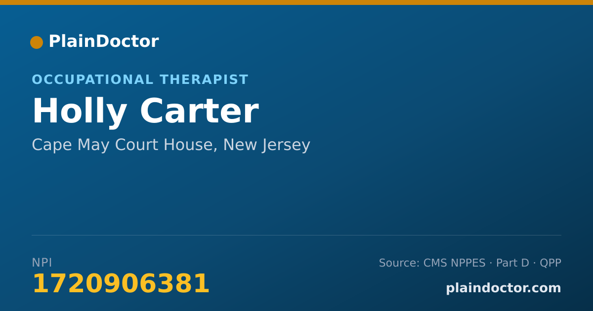 Shareable card for Holly Carter - Occupational Therapist, Cape May Court House, NJ