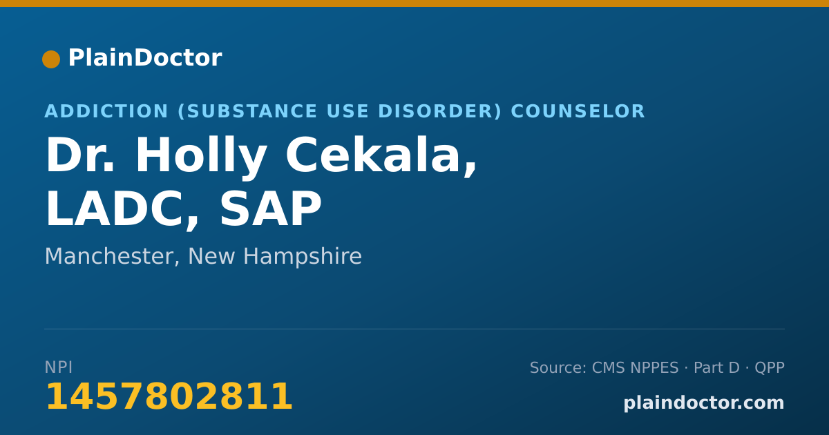 Shareable card for Holly Cekala, LADC, SAP - Addiction (Substance Use Disorder) Counselor, Manchester, NH
