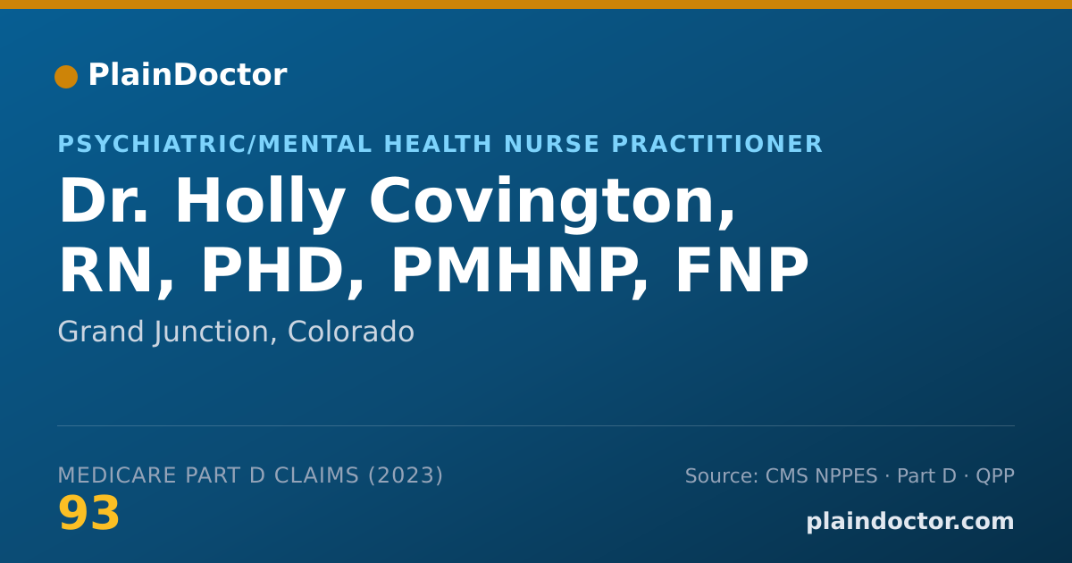 Shareable card for Holly Covington, RN, PHD, PMHNP, FNP - Psychiatric/Mental Health Nurse Practitioner, Grand Junction, CO
