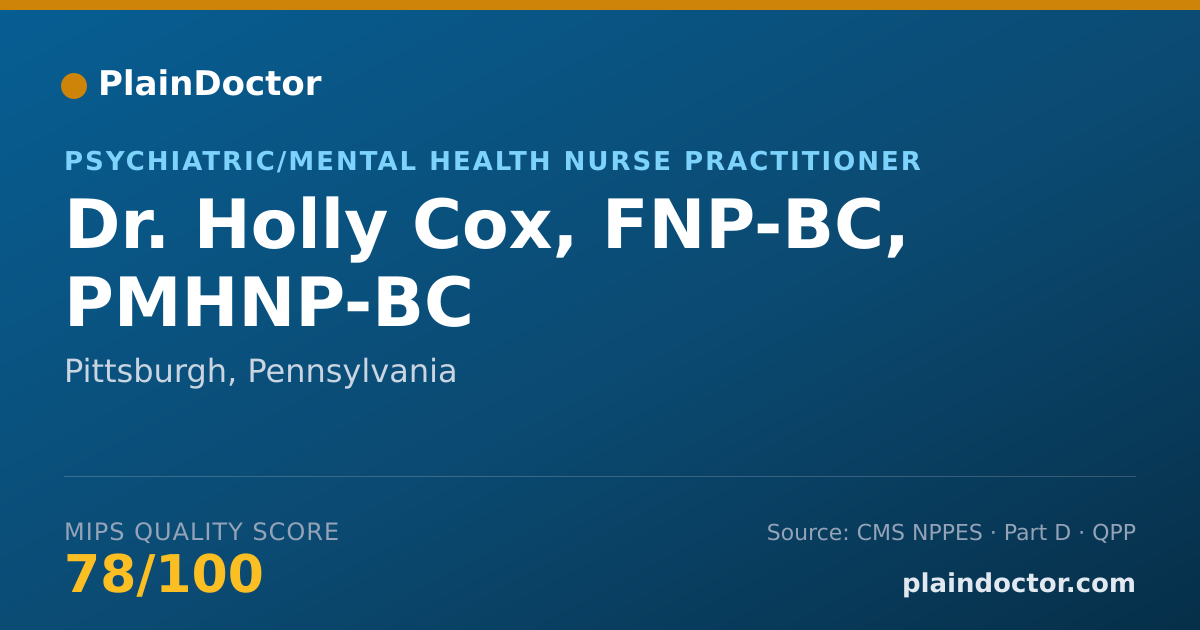 Shareable card for Holly Cox, FNP-BC, PMHNP-BC - Psychiatric/Mental Health Nurse Practitioner, Pittsburgh, PA