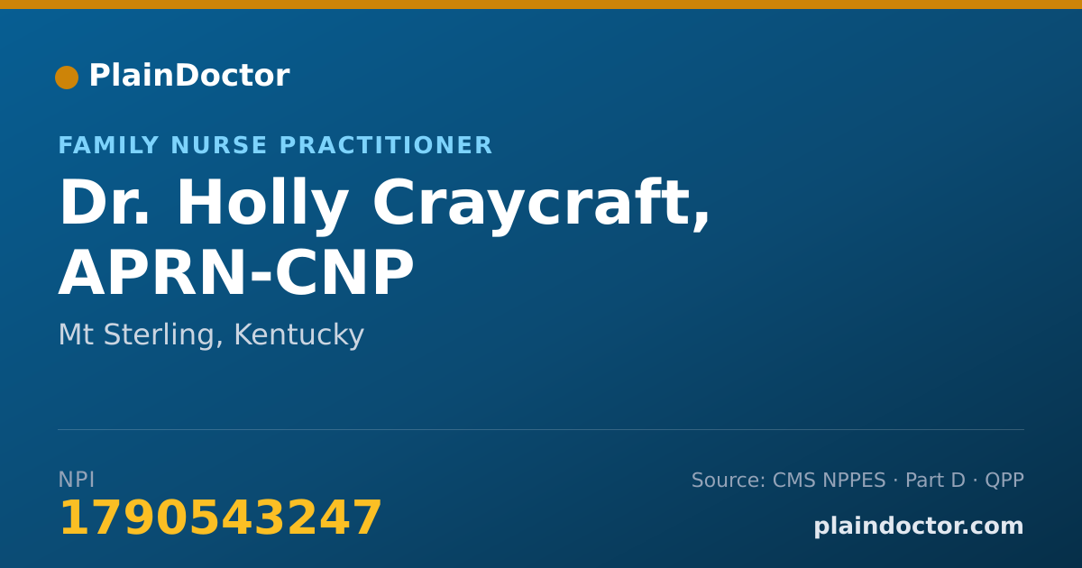 Shareable card for Holly Craycraft, APRN-CNP - Family Nurse Practitioner, Mt Sterling, KY