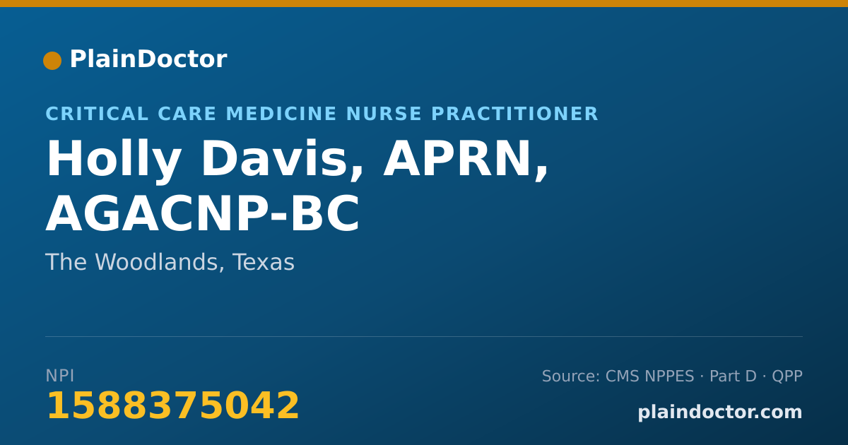 Shareable card for Holly Davis, APRN, AGACNP-BC - Critical Care Medicine Registered Nurse, The Woodlands, TX