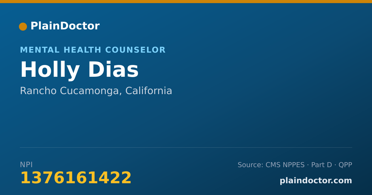 Shareable card for Holly Dias - Mental Health Counselor, Rancho Cucamonga, CA