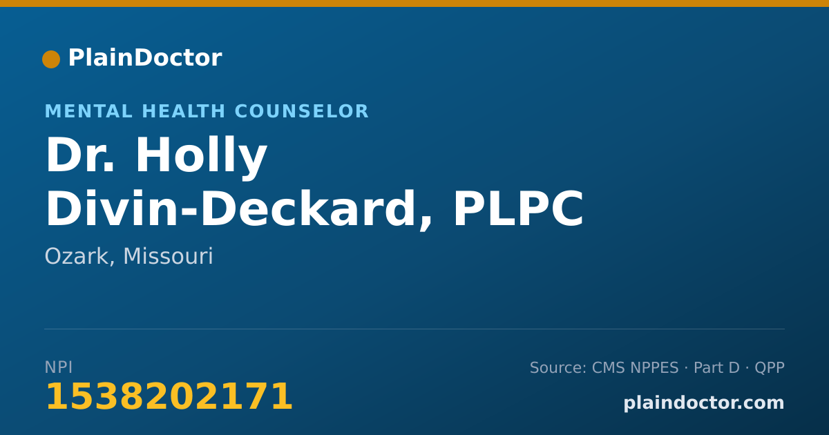 Shareable card for Holly Divin-Deckard, PLPC - Mental Health Counselor, Ozark, MO