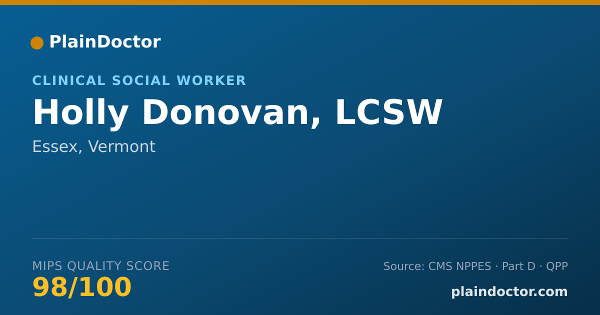 Shareable card for Holly Donovan, LCSW - Clinical Social Worker, Essex, VT