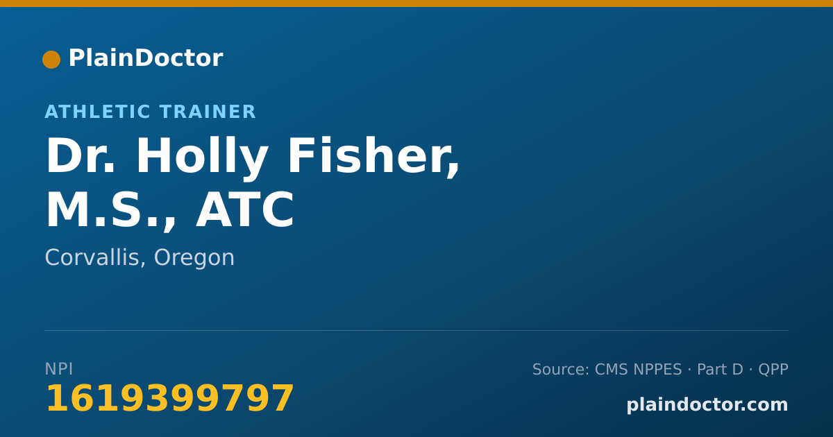 Shareable card for Holly Fisher, M.S., ATC - Athletic Trainer, Corvallis, OR