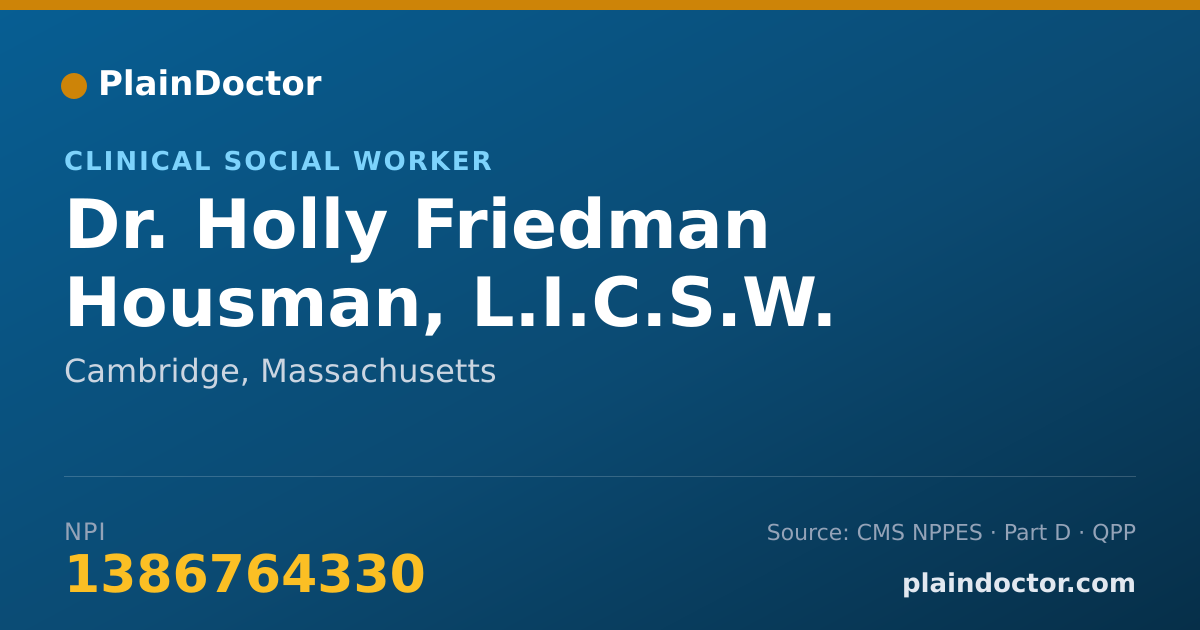 Shareable card for Holly Friedman Housman, L.I.C.S.W. - Clinical Social Worker, Cambridge, MA